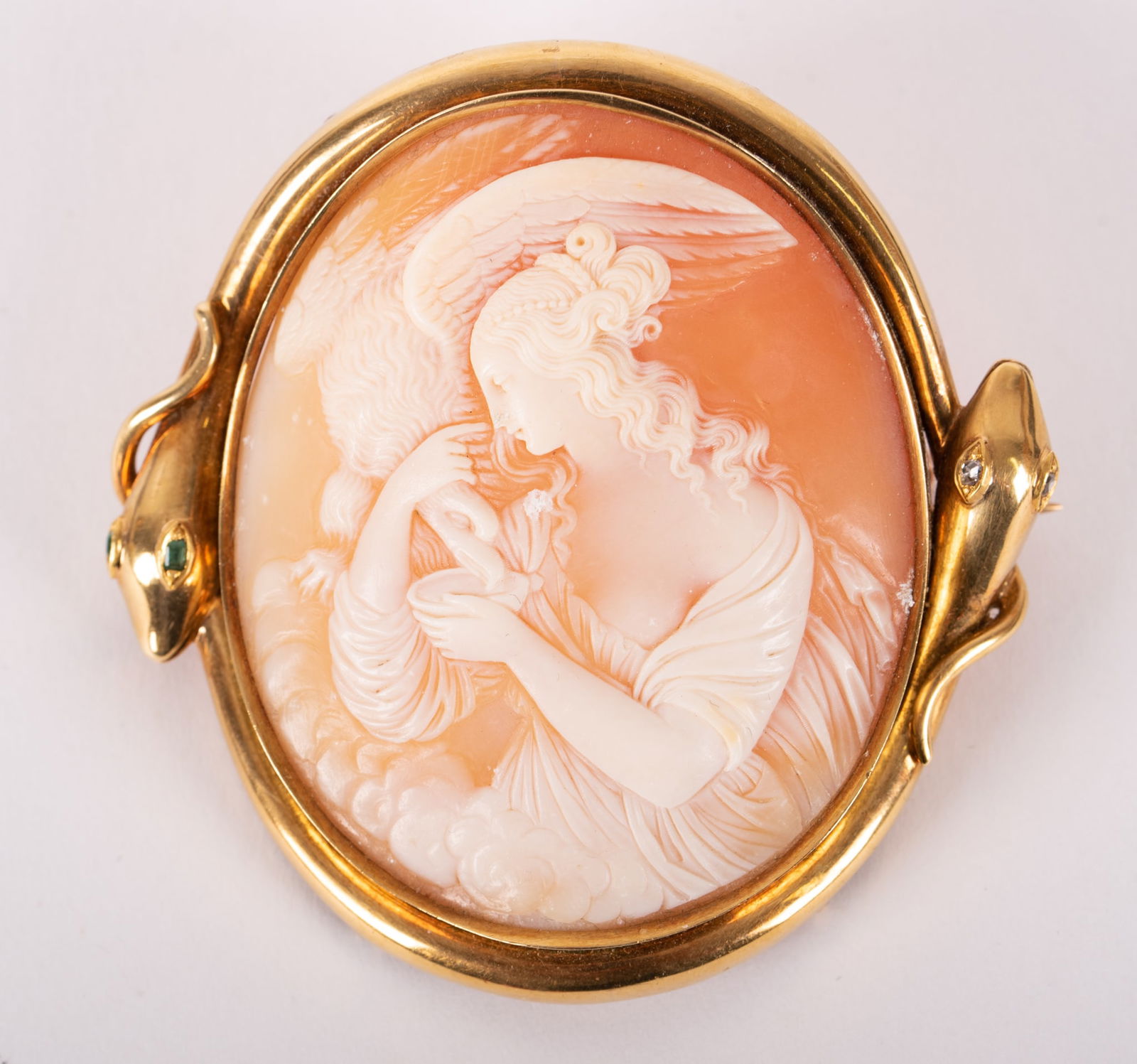 14K Yellow Gold Cameo Featuring Hebe Feeding Zeus