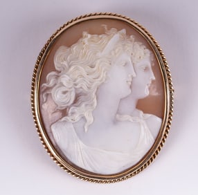 Cameo Brooch with a Double Profile Carving