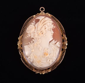 Cameo Brooch/Pendant Set in 10K Yellow Gold Mounting