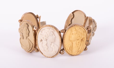An Italian Lava Cameo Bracelet, 19th Century