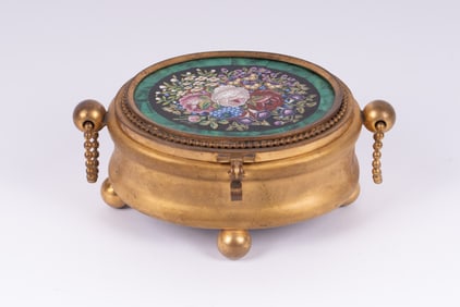 An Antique Italian Micro Mosaic Table Casket