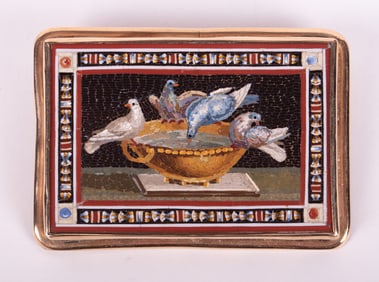 Micro Mosaic Brooch, The Doves of Pliny