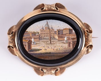 Micro Mosaic Brooch Depicting Vatican Square