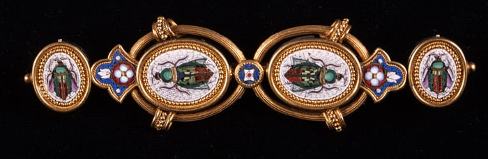 Micro Mosaic Brooch Depicting Beetles