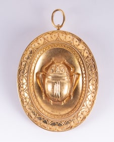 18K Yellow Gold Scarab Locket