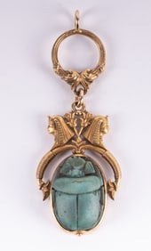 14K Yellow Gold Egyptian Style Fob Pendant
