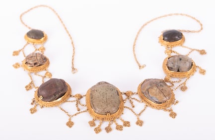 Egyptian Faience Scarab Necklace
