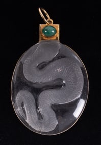 Crystal Snake Pendant in 18k Yellow Gold Mounting