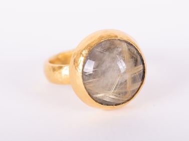 Gurhan 22K Yellow Gold Ring set with a Rutilated Quartz