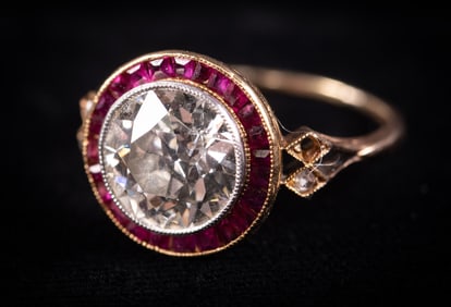 Vintage Diamond Ring with Rubies