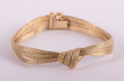 14K Yellow Gold Triple Strand Lover's Knot Bracelet