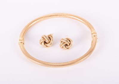 14k Yellow Gold Bracelet and Earrings