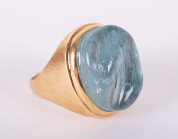 18K Yellow Gold Burle Marx Aquamarine Ring (1 of 4)