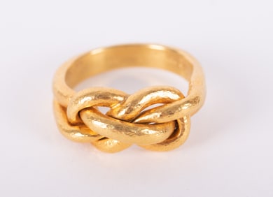 18K Yellow Gold Lovers Knot Ring