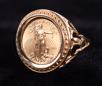 14K Yellow Gold Coin Ring