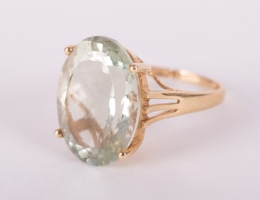 10k Yellow Gold Green Amethyst Ring