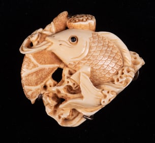 Chinese Carved Bone Brooch