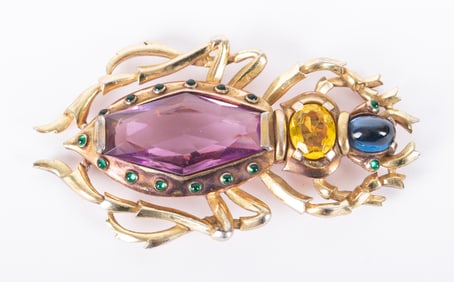 Trifari A Vintage Trifari Alfred Philippe Jewel Encrusted Beetle Brooch