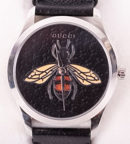 New Gucci Bee 126.4 Leather Wristwatch