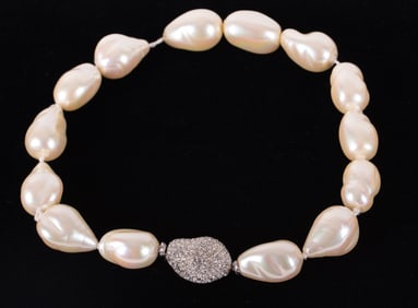 Judith Leiber Pearl Necklace with Crystal Beaded Clasp