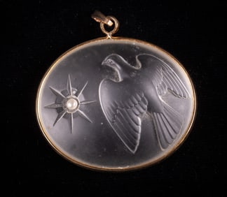 Vintage Nina Ricci Frosted Glass Dove Pendant