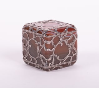 An Agate Paperweight with Sterling Silver Overlay