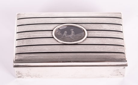 An American Sterling Silver Box with Carved Intaglio