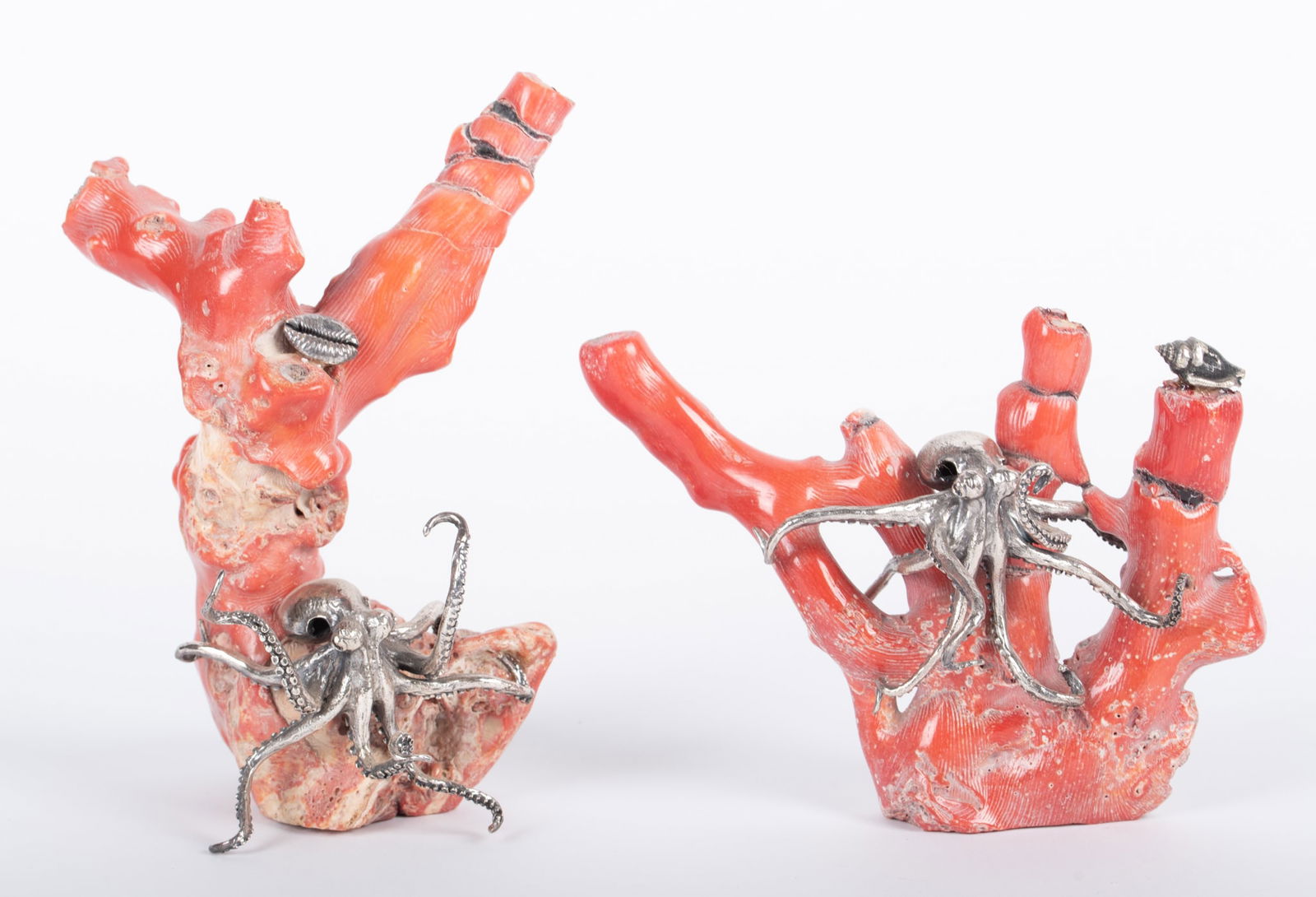 Two Italian Sterling Silver Mounted Coral Sculptures (1 of 4)