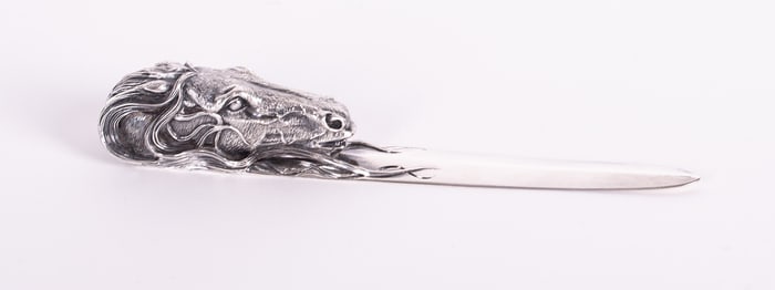 A Sterling Silver Horse Letter Opener, Carrera Y Carrera