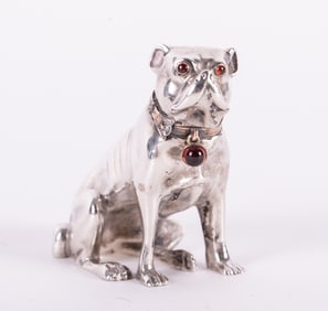A Russian 88 Silver Dog, in the manner of Faberge