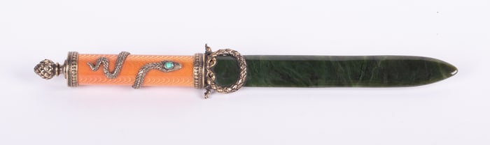 A Russian Letter Opener with Serpent Handle