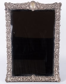 A Large English Sterling Silver Mounted Table Mirror