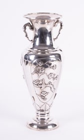 A Japanese Export Silver Tall Vase
