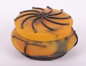 A Muller Freres Metal Mounted Art Glass Box