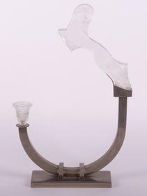 An Art Deco Metal and Glass Candle Stand, Maurice Model
