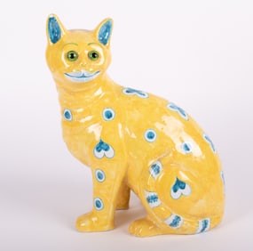 An Emile Galle Seated Faience Cat