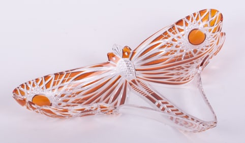 A Baccarat Art Nouveau Cut Crystal Dragonfly Dish
