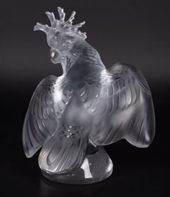A Large Lalique Crystal Cockatoo, Ara