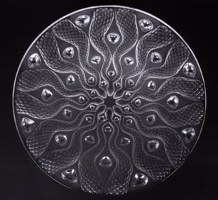 A Large Lalique Frosted Serpent Center Bowl