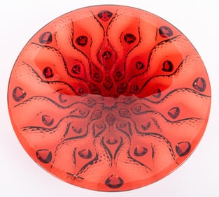 A Large Lalique Red Serpent Center Bowl