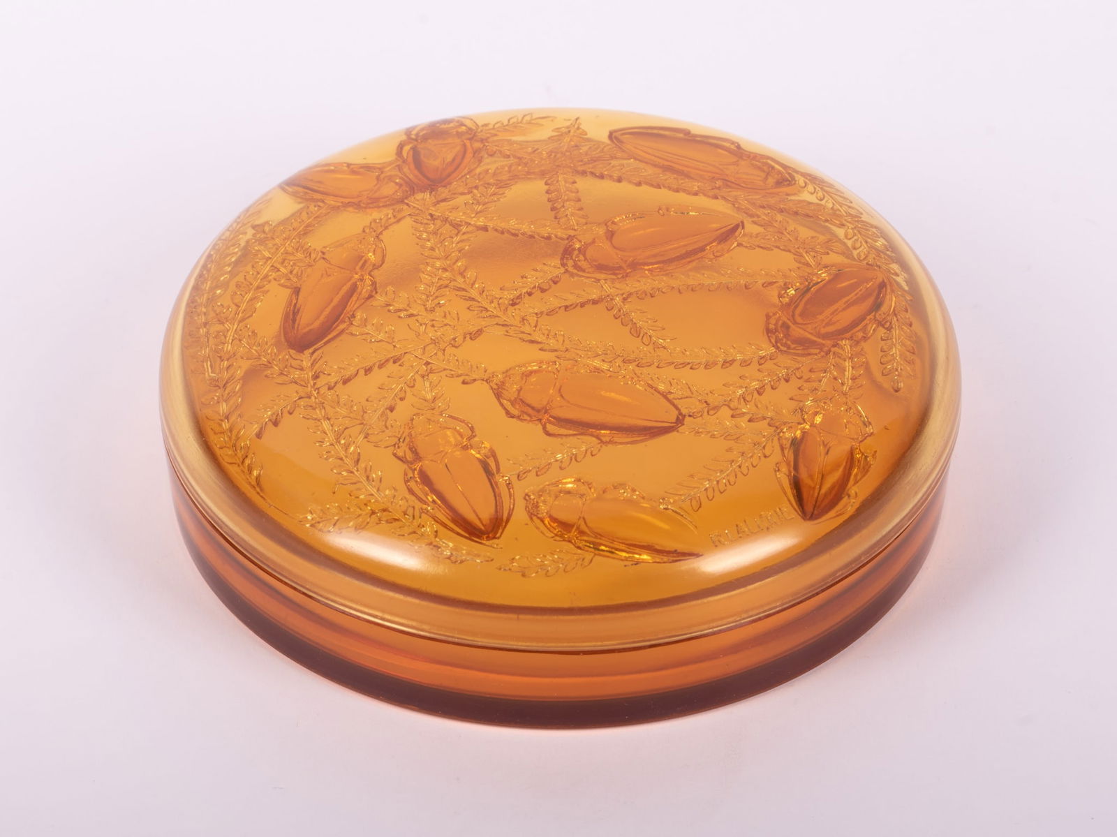 R. Lalique Amber Cleones Pattern Dresser Box (1 of 5)