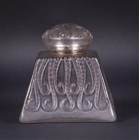 An R. Lalique Tinted Glass Inkwell Bottle