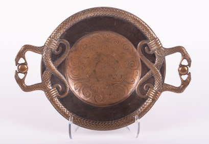 A Patinated Bronze Serpent Plateau, Edgar Brandt, Circa 1925