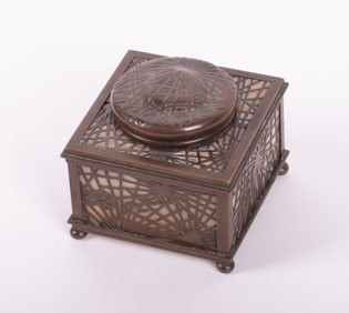 A Tiffany Studios Pine Needle Inkwell