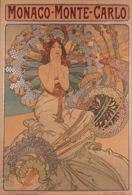 Alphonse Maria Mucha, Czech (1860-1939), Monaco - Monte-Carlo, 1897, color lithographic poster