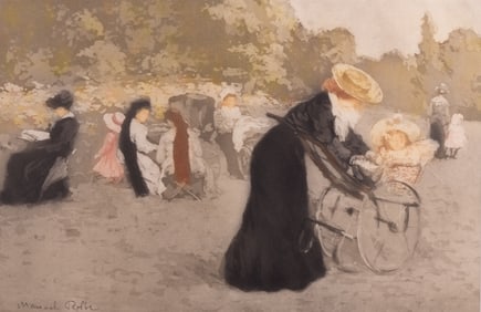 Manuel Robbe, France (1872-1936), Jardin des Tuileries, aquatint engraving