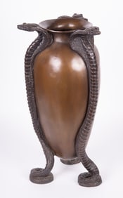 A Bronze Art Deco Style Cobra Vase