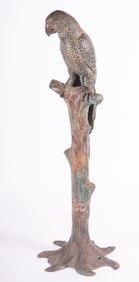 A Large Bronze Sculpture of a Parrot