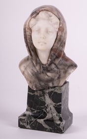 An Art Nouveau Tri-Colored Marble Bust