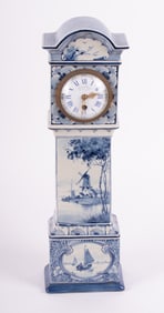 A Dutch Delft Miniature Tall Case Clock, Circa 1900